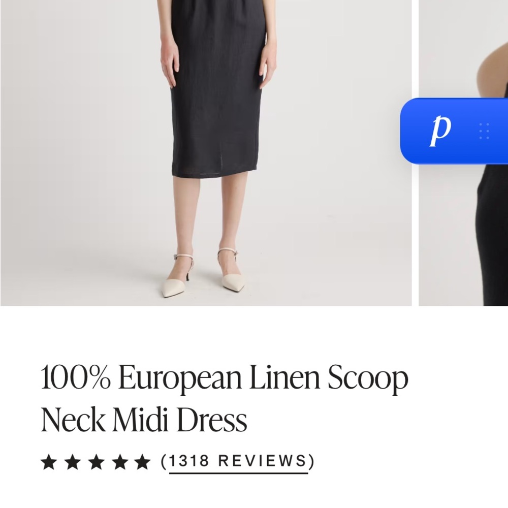 Never worn Quince Black linen Sheath Midi Dress Sleeveless Scoop Neck